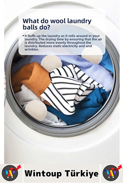 Wintoup Wrinkle-Reducing, Quick-Drying, Anti-Friction Washing Machine Practical Wool Dryer Ball 3 Pieces
