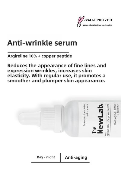 the newlab. 10% Argireline and Copper Peptide Anti-Wrinkle Facial Serum 30 Ml, Anti-Crow's Feet, Anti-Mimicry and Fine Line Appearance, Firming, Moisturizing Peptide Care Serum