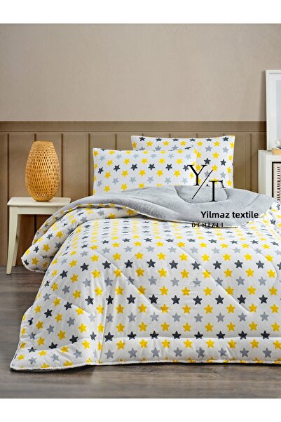 ChicMaison Single Person Fluffy Quilt Yellow Star |   Without Sheets
