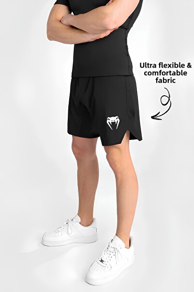 Stylovi Σορτς προπόνησης UFC x Venum Premium από ειδικό ύφασμα Ανδρικά αθλητικά ρούχα με τσέπες Fitness Black MMA
