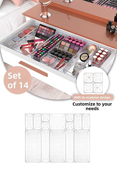 Vienev منظم إكسسوارات مستحضرات التجميل في خزانة مكونة من 14 قطعة