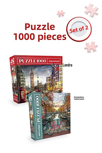 Neverland 2 Pcs 1000 Piece Puzzle - London and Amsterdam