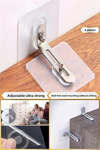 Hombak 4 τεμάχια εξαιρετικά ισχυρών ρυθμιζόμενων στερεωτών επίπλων χωρίς τρύπ...