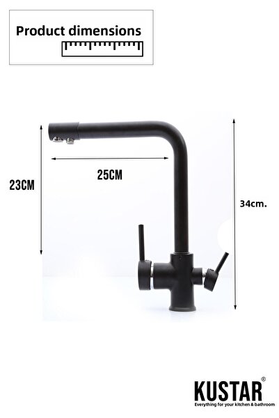 KUSTAR Black Purification Outlet Kitchen Sink Faucet with 3-Way Purification and 2-Year Warranty