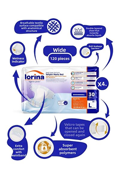 LORİNA Waistband Cloth 4x30 Pieces L