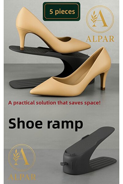 ALPAR 5 Pcs Black Shoe Ramp Space Saving Odorless Modern Shoe Organizer Shoe Stand