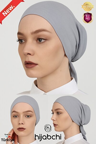 hijabchi غطاء رأس كلاسيكي من القطن الممشط للحجاب - رمادي فاتح