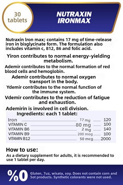 Nutraxin Iron Max 30 Tablets 2 Pieces