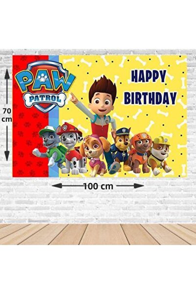 Parti Dükkanım لافتة عيد ميلاد دورية باو باترول 70*100 سم بدون صورة