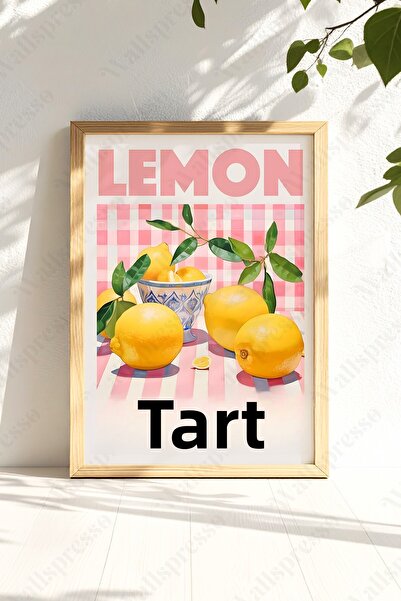 Wallspresso Lemon Themed Wooden Framed Painting - Bohemian Pink Painting - Wall Painting - Kitchen Painting - Living Room Painting