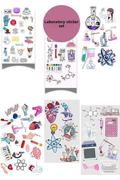elviano مجموعة ملصقات ذات طابع مختبري مكونة من 6 قطع مناسبة للمفكرة