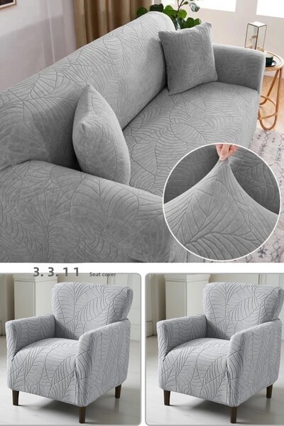 etleshome Husa de canapea elastică jacquard 3 3 1 1 gri |   Husa pentru scaun...