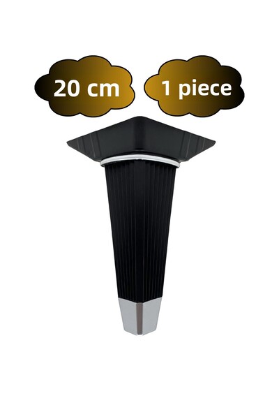 DSYapıAksesuar Picioare din plastic Irem Black Chrome 20cm pentru mobilier, masă și dulap (20CM) (NEGRU - CROM) (1 BUC.)