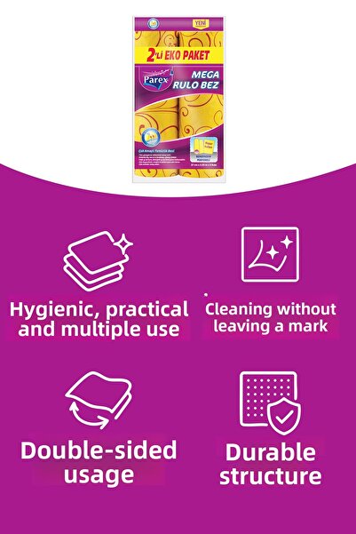 Parex Mega Cleaning Cloth Eco 27 cm X 2.57 m 2 Pieces - Yellow