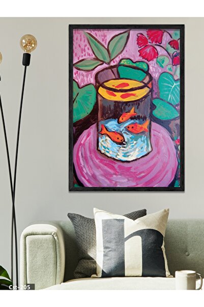 CeSht Matisse Golden Fish One Piece Black Wooden Framed Painting