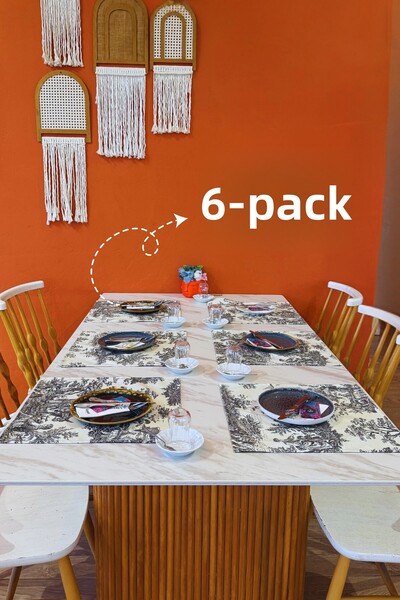 Elvya Toile de Jouy | 100% памук, 6-частен американски сервиз, 37x42 cm - ZT300