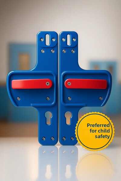 Life 360 مقبض البوابة المزود بحاجز |   أزرق داكن-أحمر |   آمن للأطفال |   منا...