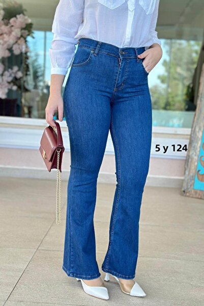 İnce Topuk Lycra Flared Leg Jeans 5Y124