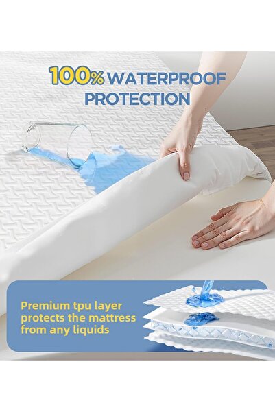 KOZZY HOME Liquid-Proof 100% Viscose Sleeping Pad (Medium Soft) 7 cm Thick, 2 Pillowcases as a Gift