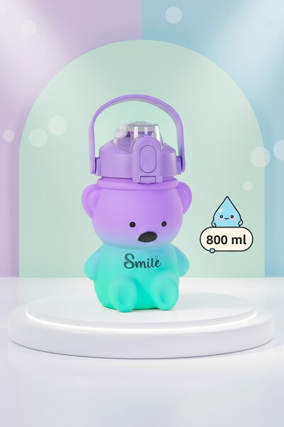 hak-iş oyuncak زجاجة مياه على شكل دب أرجواني سعة 800 مل