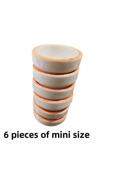 Ganita home Ceramic Joker Bowl Coffee Side Turkish Delight Bowl Mini Bowl 6 Pieces Orange