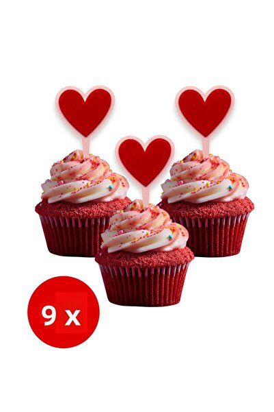 DECOROMA 6 Τεμάχια Διακοσμητικό Cupcake με θέμα I Love You (Σ' ΑΓΑΠΩ) - Ποιοτ...