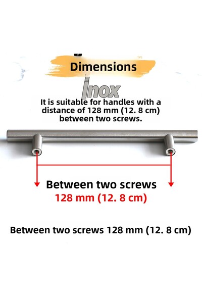 Badem10 Mânere Alteta 128 mm (10 bucăți) din metal inox pentru mobilier de bucătărie, sertar, dulap, ușă dulapului