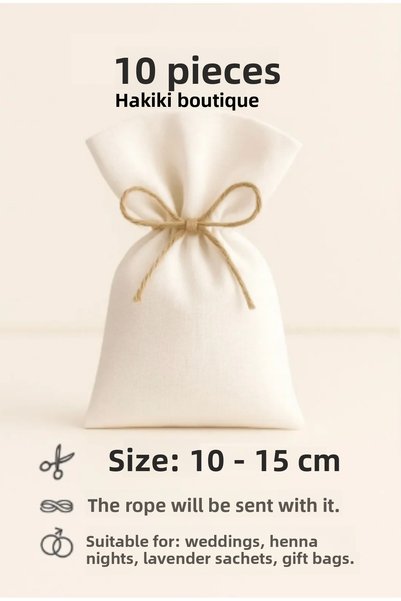 ilkadimbuklet 10X15 cm 100% Cotton 10 Pieces Raw Cloth Pouch – Natural – Gift, Lavender, Soap,