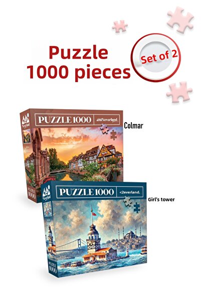 Neverland 2 Pcs 1000 Piece Puzzle - Colmar and Maiden's Tower
