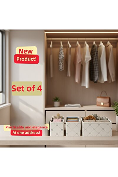 Textia Home Set de 4 cutii organizatoare pentru dulap cu sertare, pentru arti...