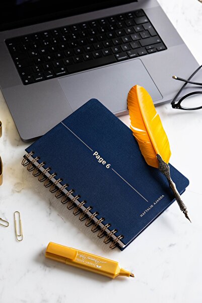 PAPERORA 2026 A5 Спирално подвързан ленени седмичен дневник 12 месеца - тъмно...