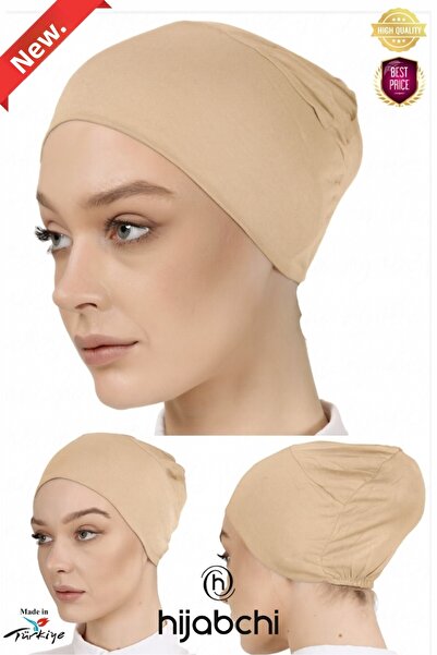 hijabchi Boneta practică cu închidere prin snap - Viscoză material elastic - Bej