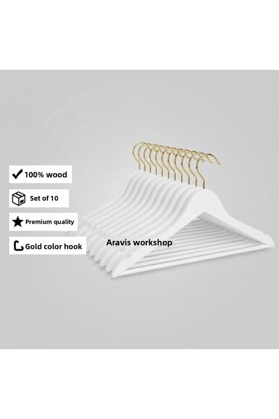 Faravis Atelier 10 قطع من شماعات الملابس الخشبية المطلية بالورنيش، شماعات للق...