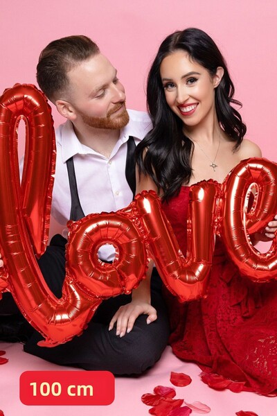 Baloncu Dede بالون هيليوم أحمر مع بالون الحب المكتوب للحبيب واليوم الخاص