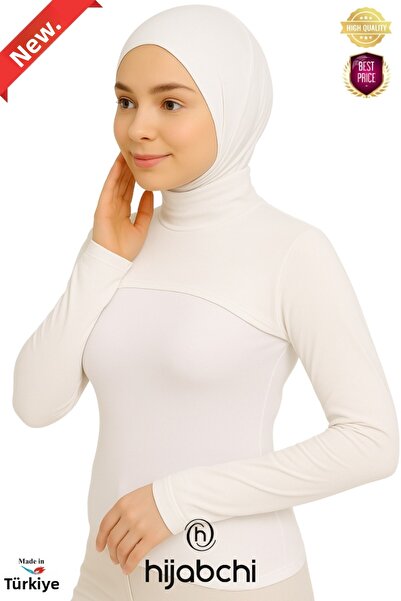 hijabchi Hijab cu mâneci cu guler - Guler cu mâneci din viscoză material elastic - Alb