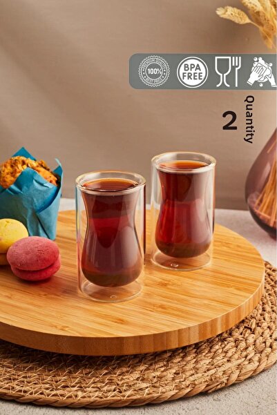 HOMENIVA 2 Pieces of Joy Double Leather Tea Cup