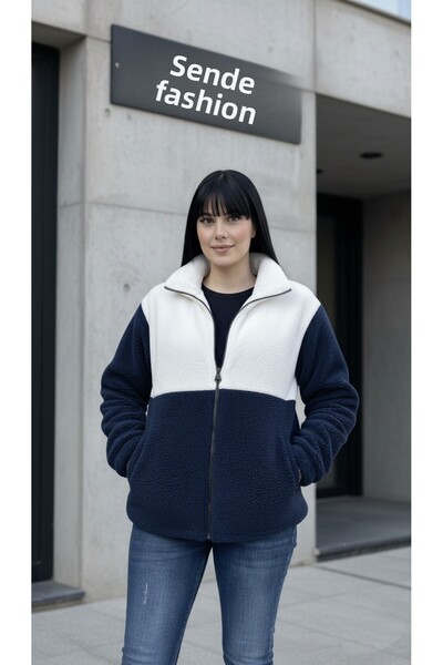 modasende Γυναικείο παλτό από βελούδινο χρώμα με φερμουάρ και κανονική εφαρμογή