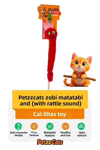 Petzzcats لعبة صيد السمك للقطط من زوبي مع صوت ماتاتابي وصوت خشخشة، لون أحمر، ...