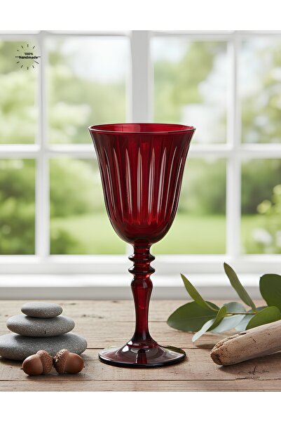 AKDEN STORE Crystal Decor Handcrafted Tall Goblet, Glass