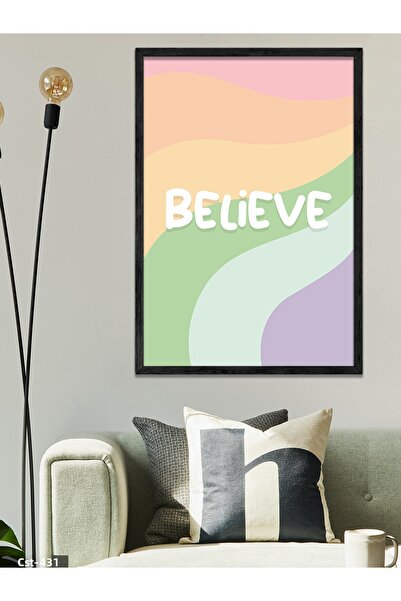CeSht Colorful Believe One Piece Black Wooden Framed Painting