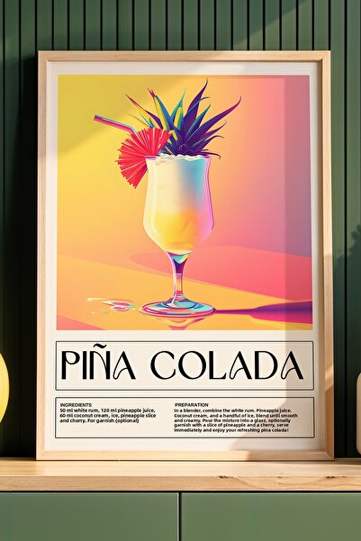 HİGUERA Pina Colada Πολύχρωμη Εικονογράφηση ΜΠΑΡ Ζωγραφική τοίχου κουζίνας με...