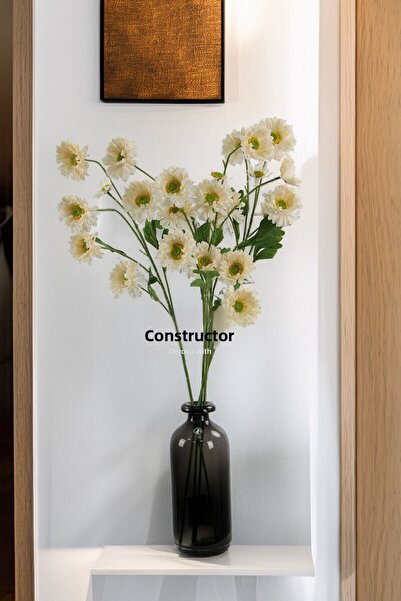 Yapay Çiçek Deposu Τεχνητό λουλούδι 6 Λουλούδια Γαλλική Γκερμπεράζα Κλαδί 75 εκ. Κρέμα YCD-309