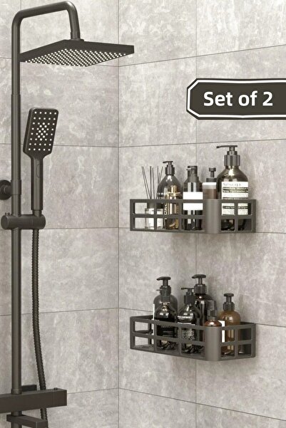 hemlife 2-Piece Bathroom Organizer Set Shampoo Holder Soap Dish Rack Adhesive Shower Caddy Organizer