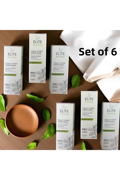 The Elite Home Organic Certified Toothpaste Adult 75 Gr Set of 6