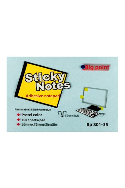 Bigpoint Adhesive Note Paper 75x50mm Blue 12 Pack