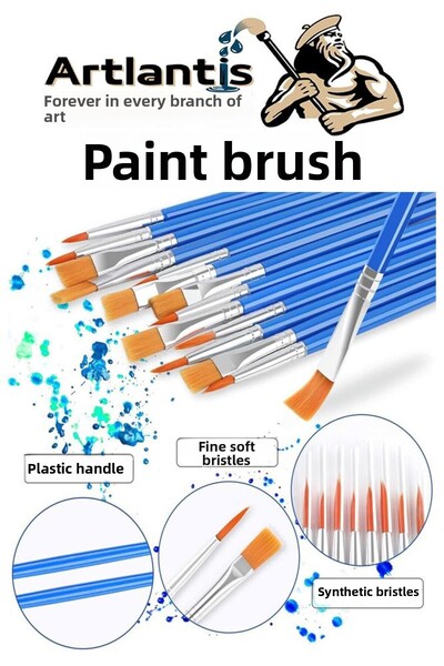 Artlantis Paint Brush Cut and Round Tip 8Pcs Synthetic Brush Economical Watercolor Acrylic Paint Gouache Paint