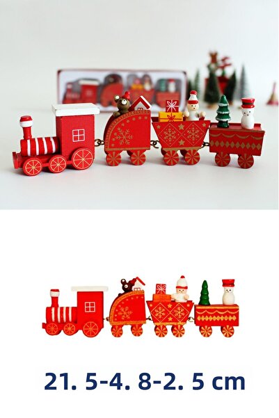 Patladı Gitti Christmas Ornament Decor Wooden Painted Mini Red Christmas Train Christmas Gift