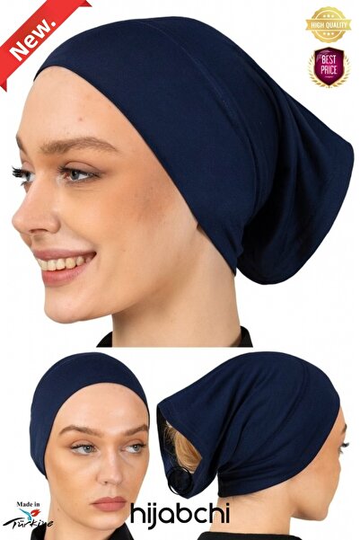 hijabchi Πρακτικό καπέλο Pipe - Καπέλο με ανοιχτή πλάτη - Viscose ελαστικό ύφασμα - Navy Blue