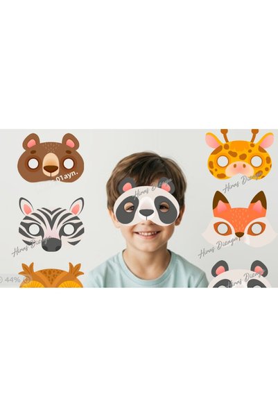 Hiras Dizayn 8 Pieces Safari Animal Concept Paper Party Mask Safari Birthday Ornament. Safari Animal Concept