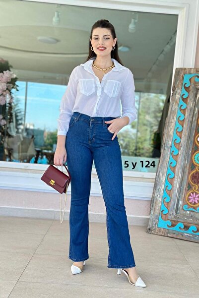 İnce Topuk Lycra Flared Leg Jeans 5Y124